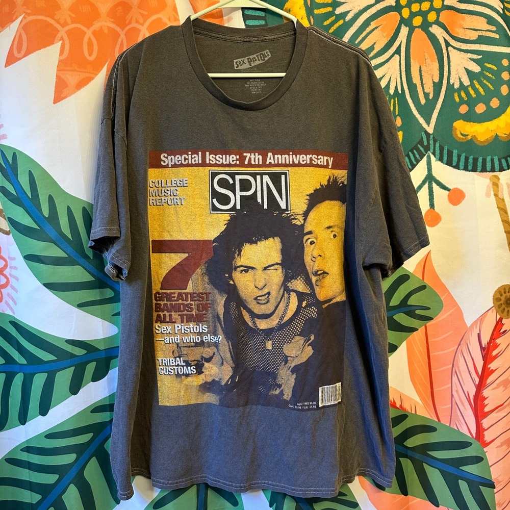 Sex Pistols SPIN Magazine Graphic Tee Charcoal Gray XL Organic Cotton Size XL